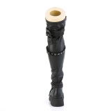 Vegan 6,5 cm RENEGADE-320 botas longas acima do joelho combate com fivelas