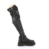 Vegan 6,5 cm RENEGADE-320 botas longas acima do joelho combate com fivelas
