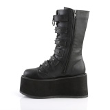 Vegan 9 cm DAMNED-225 mulher botas de cano alto plataforma com fivelas preto