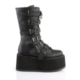 Vegan 9 cm DAMNED-225 mulher botas de cano alto plataforma com fivelas preto
