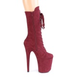 Vegan suede 20 cm FLAMINGO-1050FS botas de saltos pole dance bordo