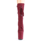 Vegan suede 20 cm FLAMINGO-1050FS botas de saltos pole dance bordo