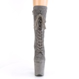 Vegan suede 20 cm FLAMINGO-1050FS botas de saltos pole dance cinza
