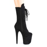 Vegan suede 20 cm FLAMINGO-1050FS botas de saltos pole dance preto