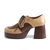 Vegano JAZZ-06 plataforma sapatos de cafetão 70 homem sapatos disco cadarço marrom