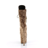 Veludo 20 cm FLAMINGO-1045VEL poledance botinha salto alto khaki + protetoras
