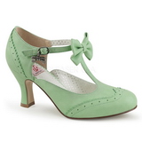 Verde 7,5 cm retro vintage FLAPPER-11 Pinup sapatos scarpin com saltos baixos