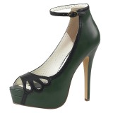 Verde Imitação Couro 13,5 cm BELLA-31 sapatos scarpin aberto na frente