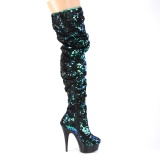 Verde Lantejoulas 15 cm DELIGHT-3004 Botas altas pleaser