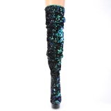 Verde Lantejoulas 15 cm DELIGHT-3004 Botas altas pleaser