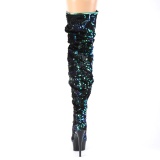 Verde Lantejoulas 15 cm DELIGHT-3004 Botas altas pleaser