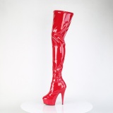Vermelho 15 cm DELIGHT-4000 Vinilo botas overknee crotch alto