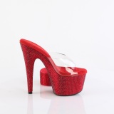 Vermelho 18 cm 712RS sandália salto alto de tiras no tornozelo strass plataforma