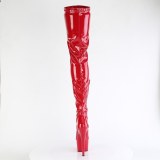 Vermelho 18 cm ADORE-4000 Vinilo botas overknee crotch alto