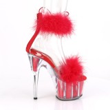 Vermelho 18 cm ADORE-724F sandálias de saltos com penas pole dance