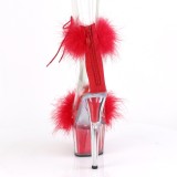 Vermelho 18 cm ADORE-724F sandálias de saltos com penas pole dance