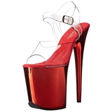 Vermelho 20 cm FLAMINGO-808 Cromo Plataforma Saltos Altos