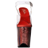 Vermelho 20 cm FLAMINGO-808G Glitter Plataforma Salto Agulha