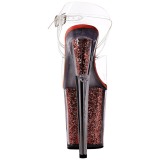 Vermelho 20 cm FLAMINGO-808G Glitter Plataforma Salto Agulha