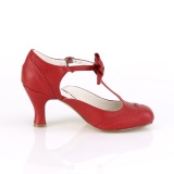 Vermelho 7,5 cm retro vintage FLAPPER-11 Pinup sapatos scarpin com saltos baixos