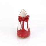 Vermelho 7,5 cm retro vintage FLAPPER-11 Pinup sapatos scarpin com saltos baixos