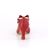 Vermelho 7,5 cm retro vintage FLAPPER-11 Pinup sapatos scarpin com saltos baixos