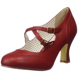 Vermelho 7,5 cm retro vintage FLAPPER-35 Pinup sapatos scarpin com saltos baixos