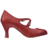 Vermelho 7,5 cm retro vintage FLAPPER-35 Pinup sapatos scarpin com saltos baixos