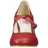 Vermelho 7,5 cm retro vintage FLAPPER-35 Pinup sapatos scarpin com saltos baixos