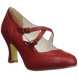 Vermelho 7,5 cm retro vintage FLAPPER-35 Pinup sapatos scarpin com saltos baixos