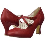 Vermelho 7,5 cm retro vintage FLAPPER-35 Pinup sapatos scarpin com saltos baixos