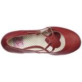 Vermelho 7,5 cm retro vintage FLAPPER-35 Pinup sapatos scarpin com saltos baixos