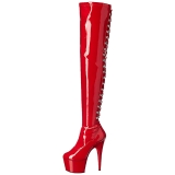 Vermelho Envernizado 18 cm ADORE-3063 Plataforma botas alta até a coxa