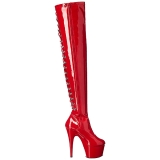 Vermelho Envernizado 18 cm ADORE-3063 Plataforma botas alta até a coxa