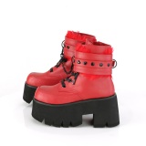 Vermelho Vegan 9 cm ASHES-57 lolita botinha com salto grosso plataforma