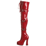 Vermelho Verniz 13 cm ELECTRA-3028 Botas Ate A Coxa para Homens