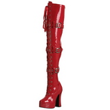 Vermelho Verniz 13 cm ELECTRA-3028 Botas Ate A Coxa para Homens