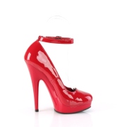 Vermelho Verniz 15 cm SULTRY-686 Sapatos scarpin de tiras no tornozelo