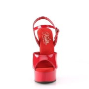 Vermelho plataforma 15 cm EXCITE-609 sandália salto alto pleaser