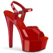 Vermelho plataforma 15 cm GLEAM-609 sandália salto alto pleaser