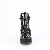Verniz 12 cm ASSAULT-72 botas de tornozelo de menina com sola cravejada e plataforma na cor preta