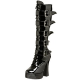 Verniz 13 cm ELECTRA-2042 plataforma botas mulher com fivelas