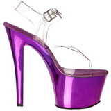 Violeta Transparente 18 cm SKY-308 Plataforma Salto Agulha