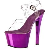 Violeta Transparente 18 cm SKY-308 Plataforma Salto Agulha